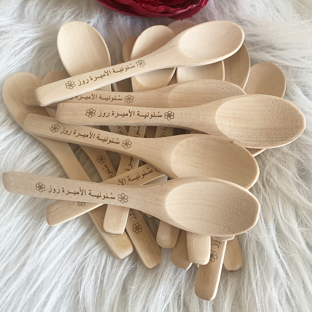 Woodworking Logos - Colher de madeira com logotipo personalizado,